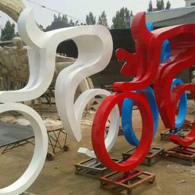 骑车人物雕塑 抽象运动人物雕塑